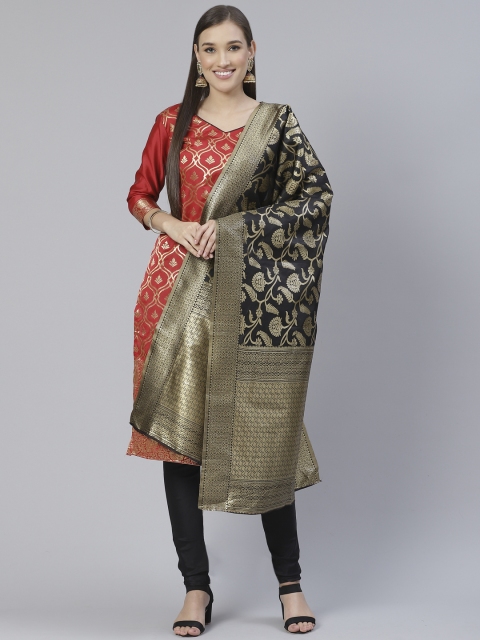 

DIVASTRI Red & Golden Woven Design Unstitched Dress Material