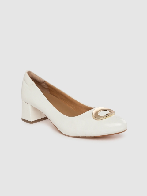 

Allen Solly Women White Solid Pumps with Metallic Detail