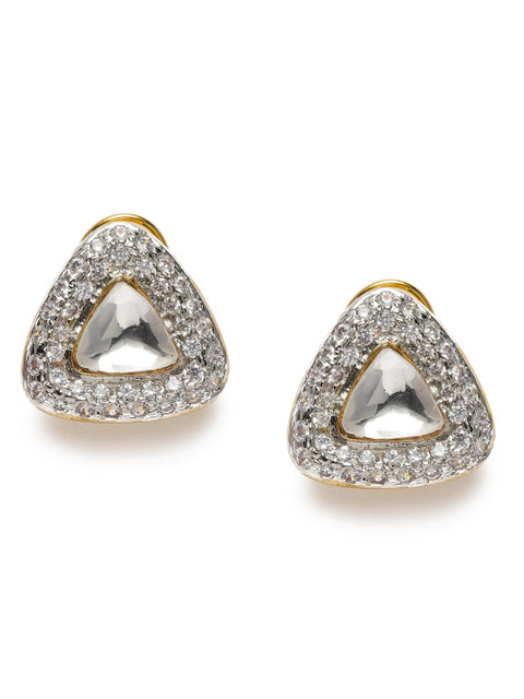 

MIDASKART Gold-Toned Kundan Handcrafted Triangular Studs