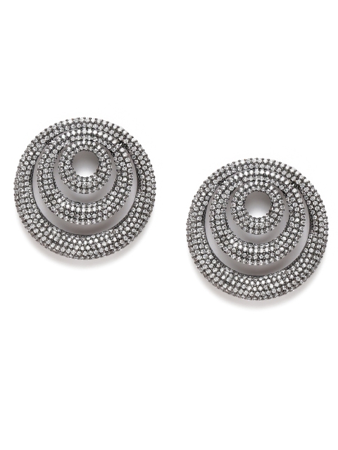 

MIDASKART Black CZ Studded Handcrafted Oversized Circular Studs