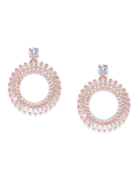 

MIDASKART Rose Gold-Toned Circular Drop Earrings