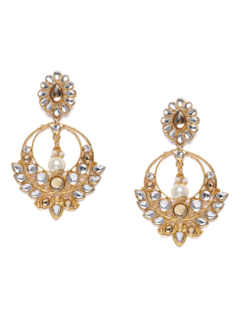 

Kord Store Gold-Plated & White Crescent Shaped Chandbalis