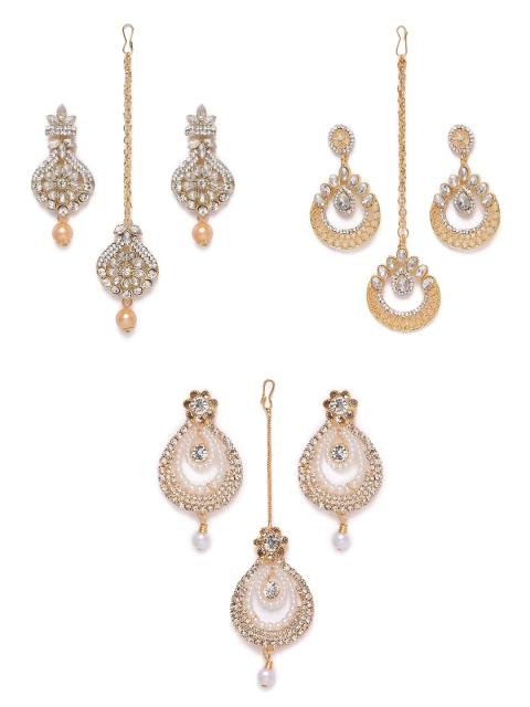 

Kord Store White Gold-Plated Stone Studded Jewellery Set