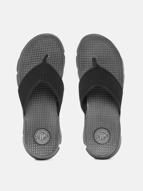 

The Roadster Lifestyle Co Men Black & Charcoal Grey Self Design Thong Flip-Flops