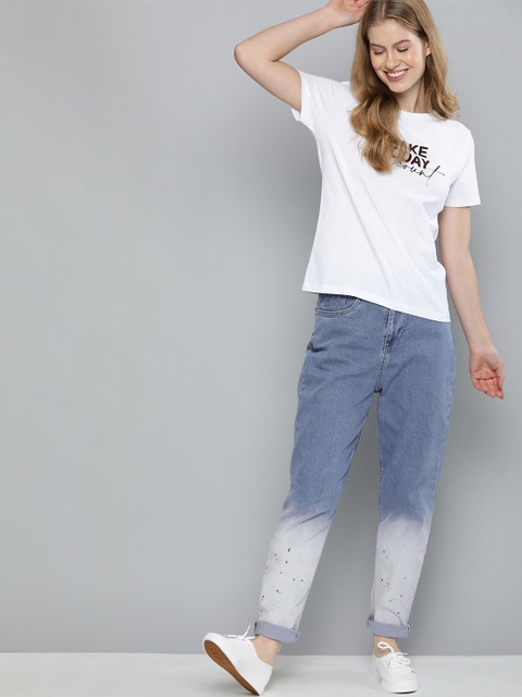 

Mast & Harbour Women Blue Boyfriend Fit High-Rise Clean Look Stretchable Jeans