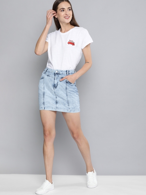

Mast & Harbour Blue Washed Straight Fit Mini Denim Skirt