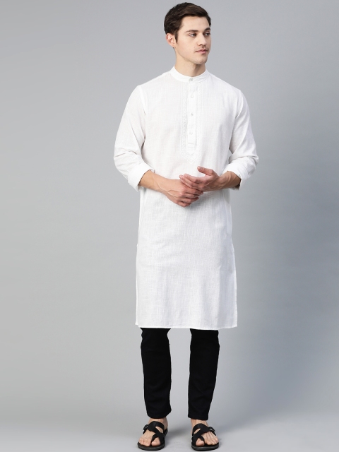 

Fabindia Men White Pure Cotton Solid Straight Kurta