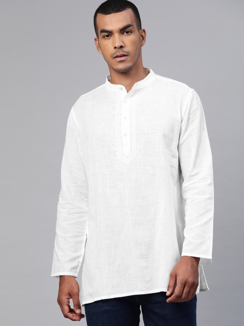 

Fabindia Men White Chikankari Hand Embroidered Pure Cotton Straight Kurta