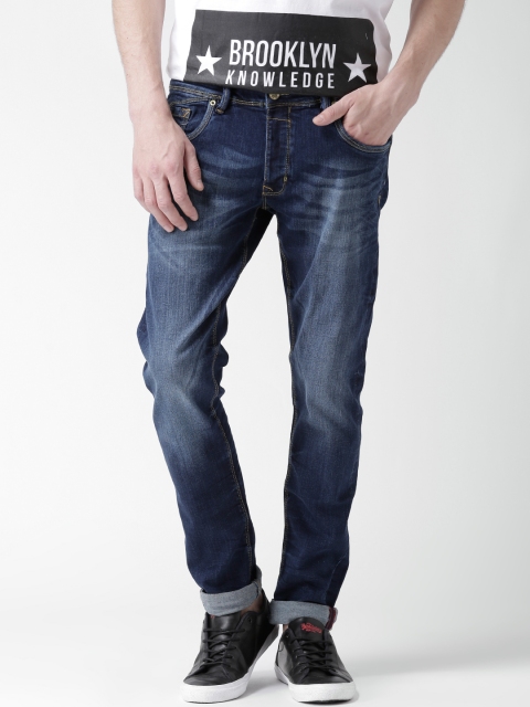 

ALCOTT Navy Washed Johnny Skinny Fit Stretchable Jeans, Navy blue