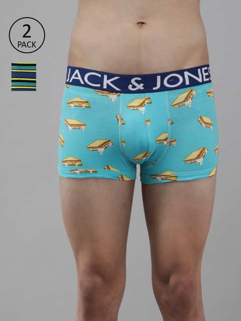 

Jack & Jones Men Multicoloured Pack of 2 Printed Briefs 2301203001, Multi