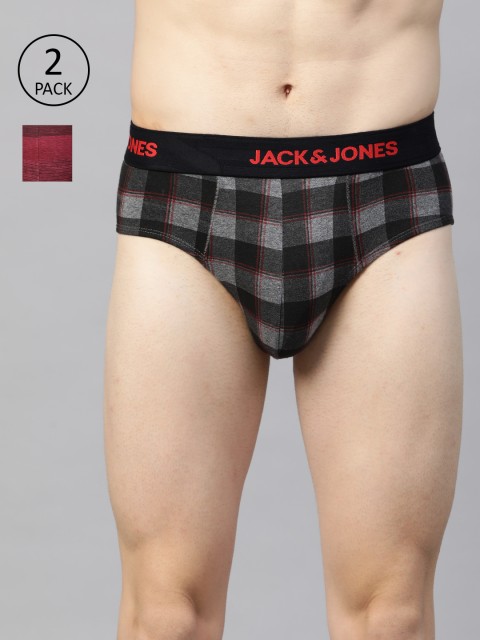 

Jack & Jones Men Pack of 2 Assorted Briefs 2301205001, Red