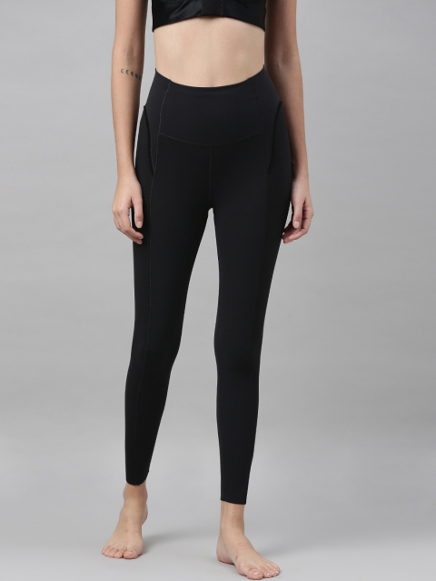 

Nike Women Black Solid YOGA STMT CLN Cropped 7/8 Yoga Tights