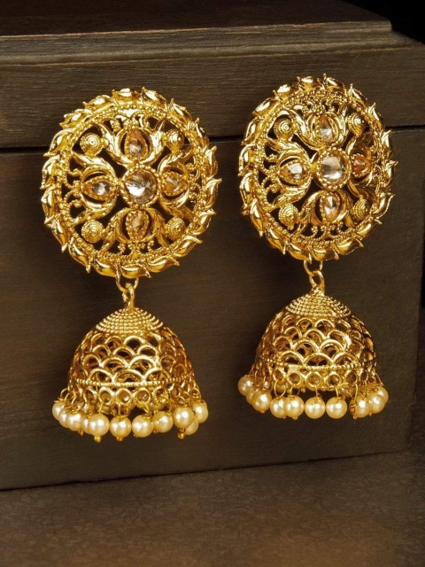 

Rubans Gold-Toned Dome Shaped Jhumkas