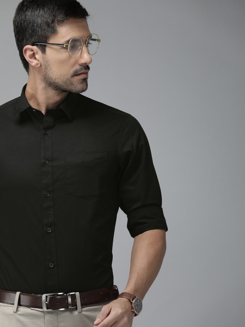 

TrueModa Men Black Slim Fit Solid Formal Shirt