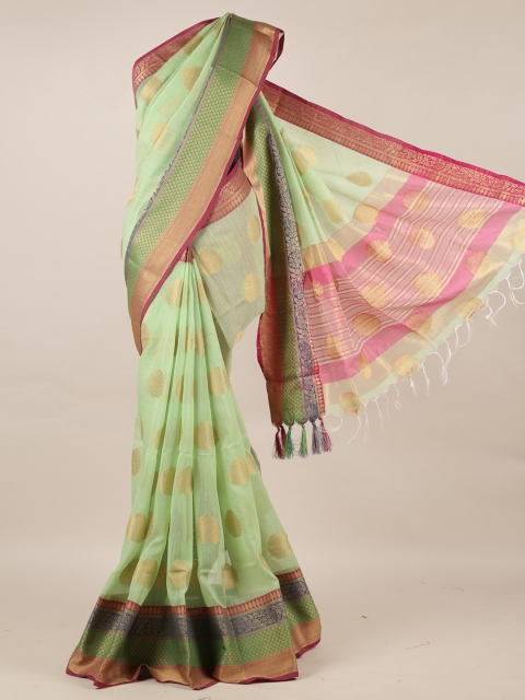 

Pothys Green Woven Design Jute Silk Saree