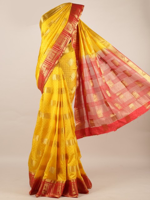 

Pothys Yellow Woven Design Jute Silk Saree