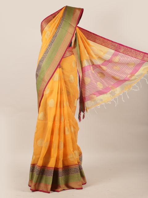 

Pothys Yellow Woven Design Jute Silk Saree