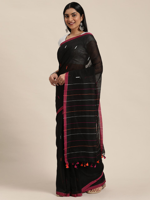 

KALASATI Black Woven Design Pure Cotton Handloom Saree
