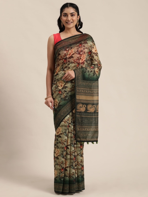 

Rajnandini Green Printed Silk Cotton Saree