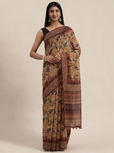 

Rajnandini Brown & Yellow Silk Cotton Printed Saree