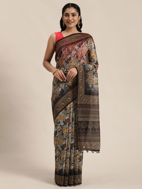 

Rajnandini Grey Printed Silk Cotton Saree