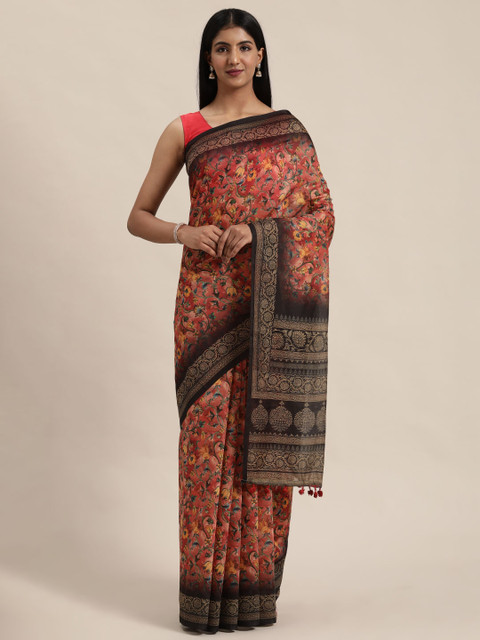 

Rajnandini Red & Black Silk Cotton Printed Saree