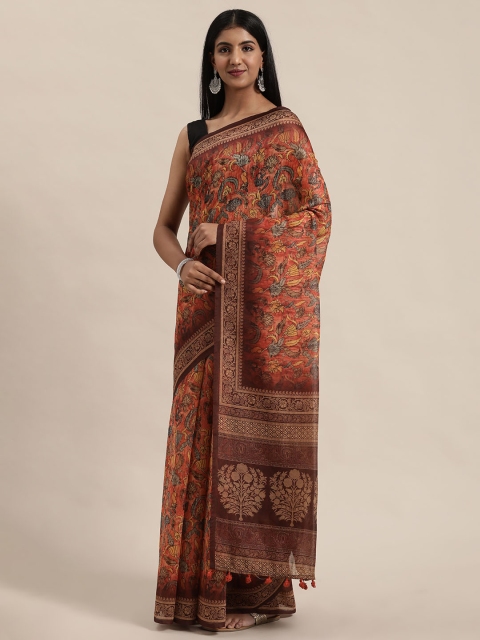 

Rajnandini Red & Brown Silk Cotton Printed Saree