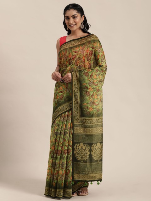 

Rajnandini Green Printed Kalamkari Printed Saree