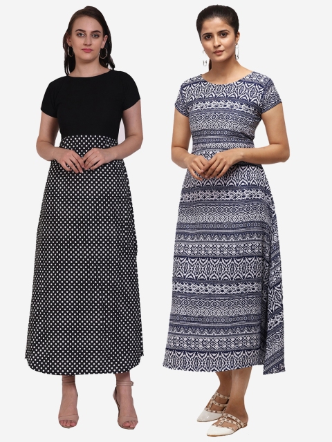 

Florence Women Pack of 2 Printed A-Line Dresses, Blue