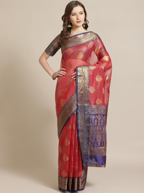 

Shangrila Creation Maroon & Golden Zari Woven Design Banarasi Saree