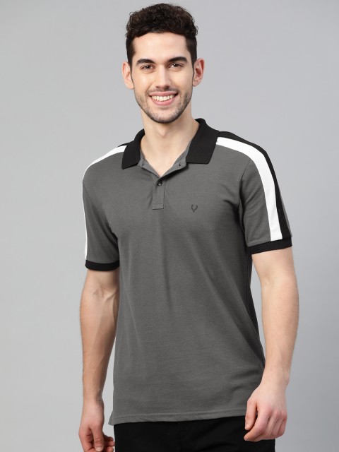 

Allen Solly Sport Men Charcoal Grey Solid Polo Collar T-shirt