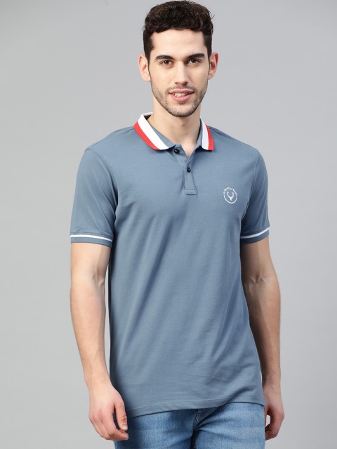 

Allen Solly Sport Men Blue Solid Polo Collar T-shirt
