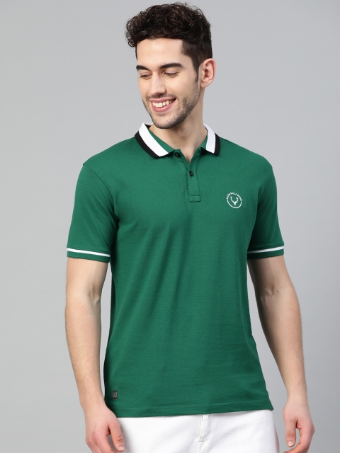 

Allen Solly Sport Men Green Solid Polo Collar T-shirt