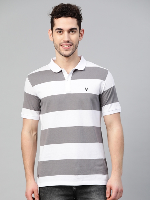 

Allen Solly Sport Men White & Grey Striped Polo Collar T-shirt