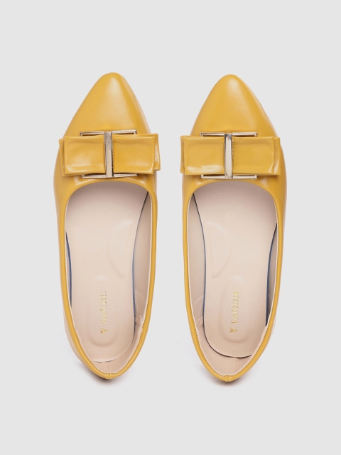

Van Heusen Woman Mustard Yellow Solid Ballerinas with Bow Detail
