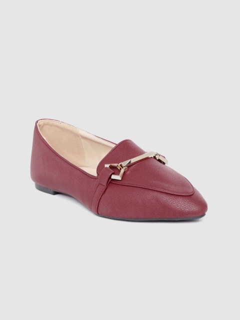 

Van Heusen Woman Maroon Solid Horsebit Loafers