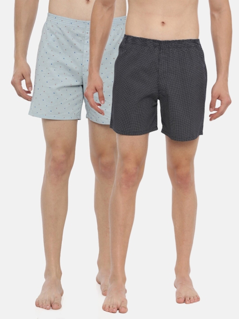

IVOC Men Navy Blue & Pastel Blue Pack of 2 Printed Boxers