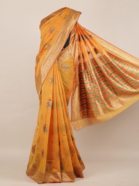

Pothys Mustard Yellow Woven Design Jute Silk Saree