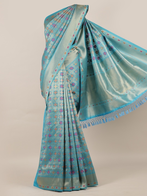 

Pothys Blue Woven Design Jute Silk Saree