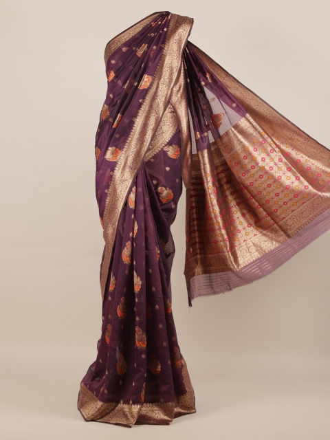 

Pothys Purple & Gold Woven Design Zari Jute Silk Saree