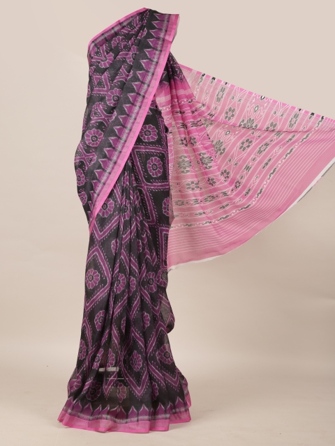 

Pothys Black Printed Linen Blend Saree