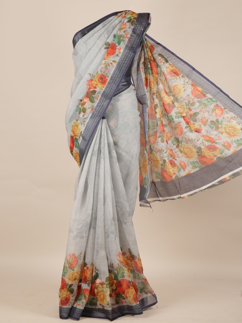 

Pothys Grey Printed Linen Blend Saree