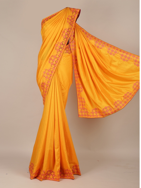 

Pothys Yellow Solid Art Silk Saree