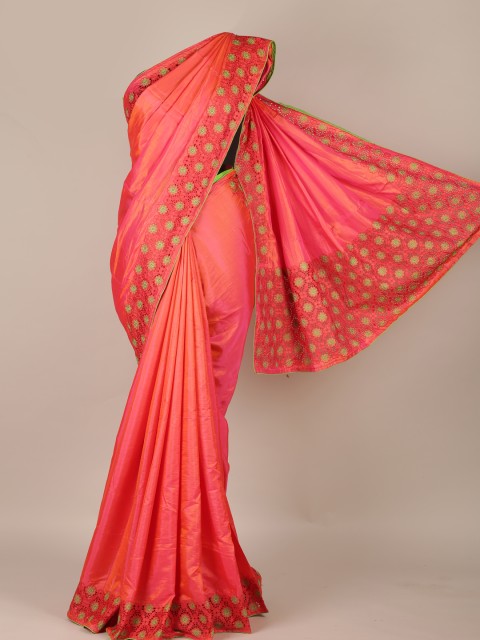 

Pothys Pink Solid Art Silk Saree