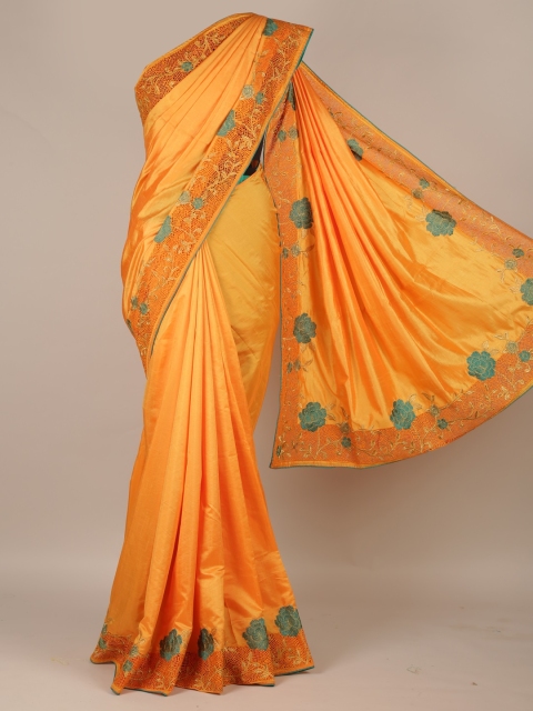 

Pothys Yellow & Blue Art Silk Solid Saree