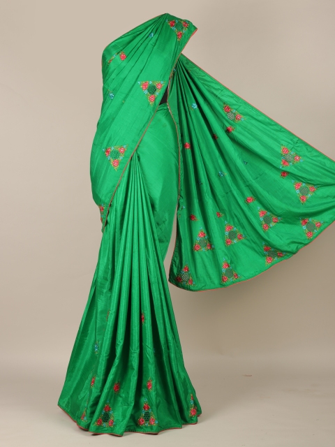 

Pothys Green Embroidered Art Silk Saree