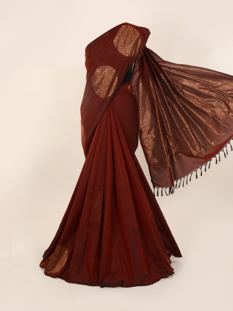 

Pothys Maroon Silk Cotton Woven Design Kanjeevaram Saree