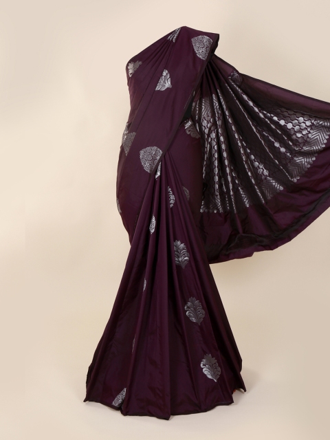 

Pothys Purple & Silver-Toned Silk Cotton Woven Design Kanjeevaram Saree