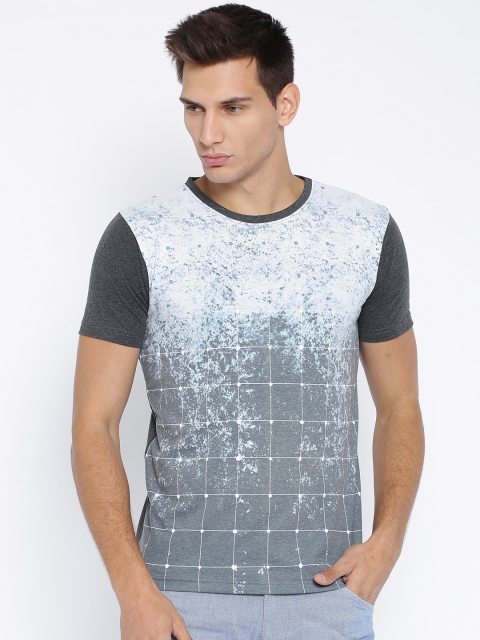 

Slub Charcoal Grey Melange Printed T-shirt