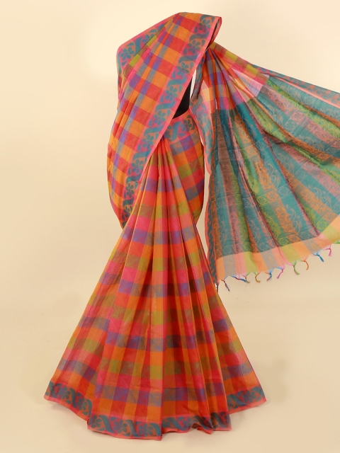 

Pothys Multicoloured Checked Pure Cotton Saree, Multi